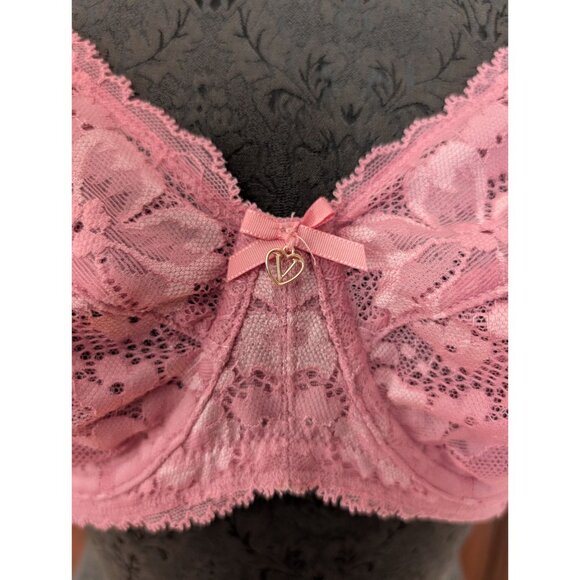 Victorias Secret Pink Lace Unlined Demi Underwire Bra Size 36D - Picture 2 of 6